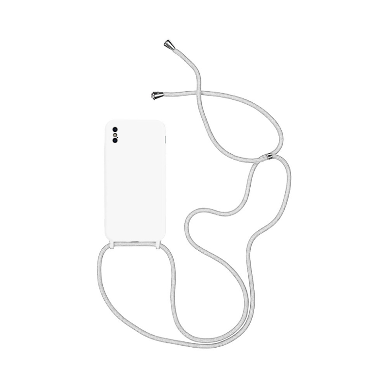 Coque Silicone avec Cordon Apple iPhone X/iPhone XS (07) Blanc