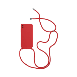 Coque Silicone avec Cordon Apple iPhone XS Max (15) Rouge