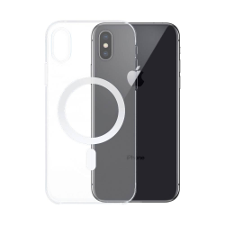 Coque Silicone MagSafe Compatible pour Apple iPhone X/iPhone XS Transparent