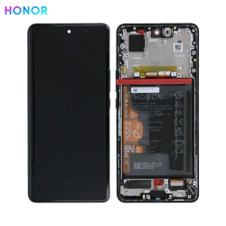 Bloc Écran Complet avec Châssis et Batterie Original Honor 50 02354GLV Noir Minuit