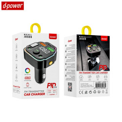 Transmetteur FM Bluetooth & Chargeur Voiture d-power J8509 20W 2x USB + USB-C Noir