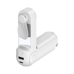 Batterie Externe Power Bank avec Mini Ventilateur et Support 2400mAh Blanc