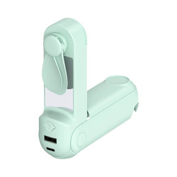 Batterie Externe Power Bank avec Mini Ventilateur et Support 2400mAh Vert