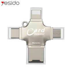 Lecteur de Carte Yesido GS13 Micro SD TF 3 en 1 Argent