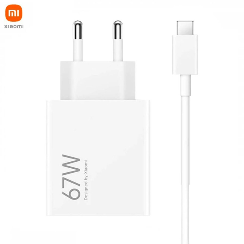 Chargeur Secteur USB Xiaomi avec Câble USB-C Hypercharge Combo 67W Blanc