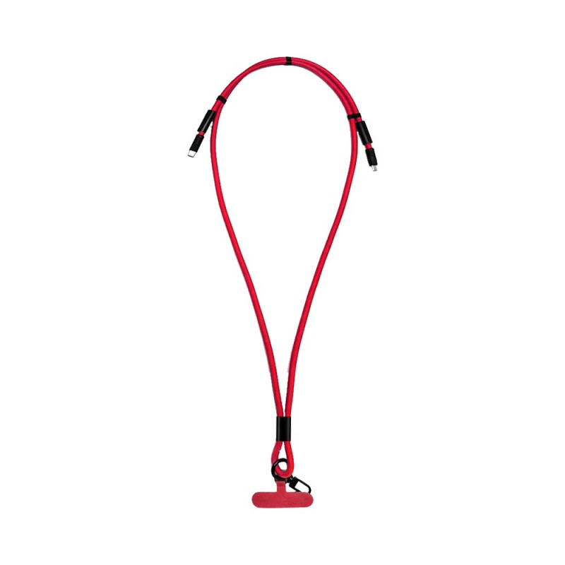 Tour de Cou Smartphone avec Câble USB-C vers Lightning Rouge