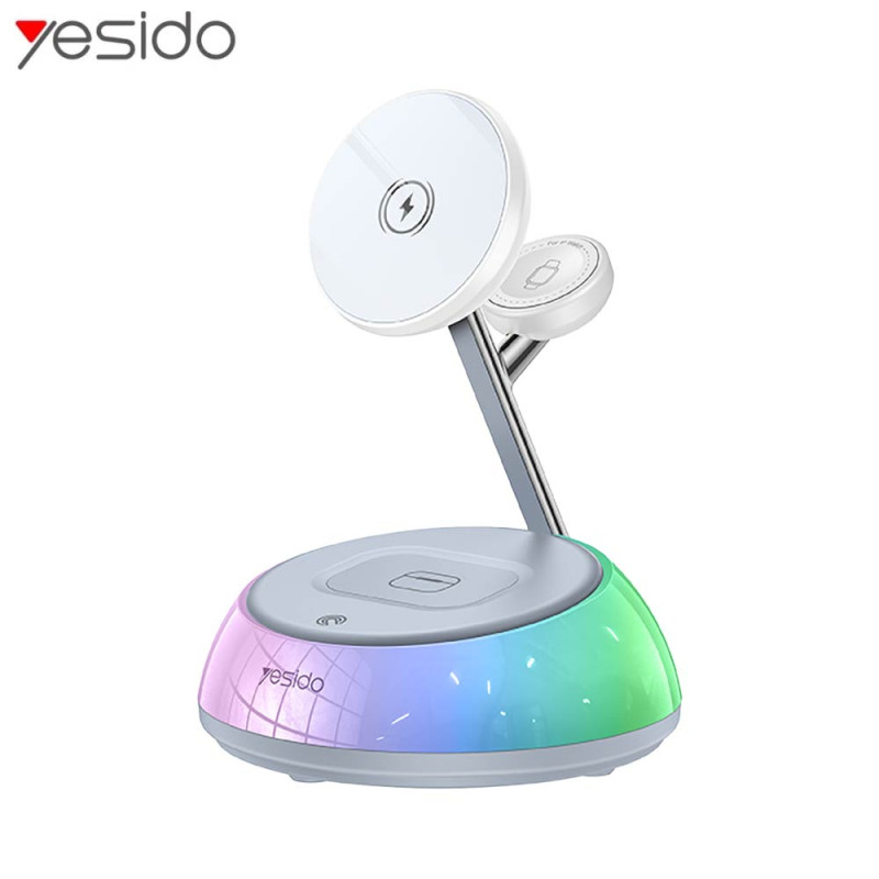 Station de Charge sans Fil Yesido DS31 3 en 1 avec Éclairage Blanc