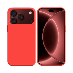 Coque Silicone Compatible pour Apple iPhone 17 Pro/iPhone 18 Pro 14 Rouge