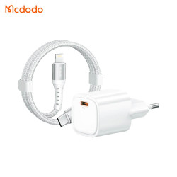 Chargeur Secteur USB-C GaN Mcdodo CH-0084 avec Câble USB-C vers Lightning 30W 1m Blanc
