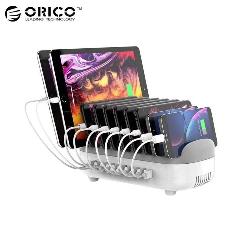 Station Chargement Orico (10x USB) 120W Blanc – PhoneFrance