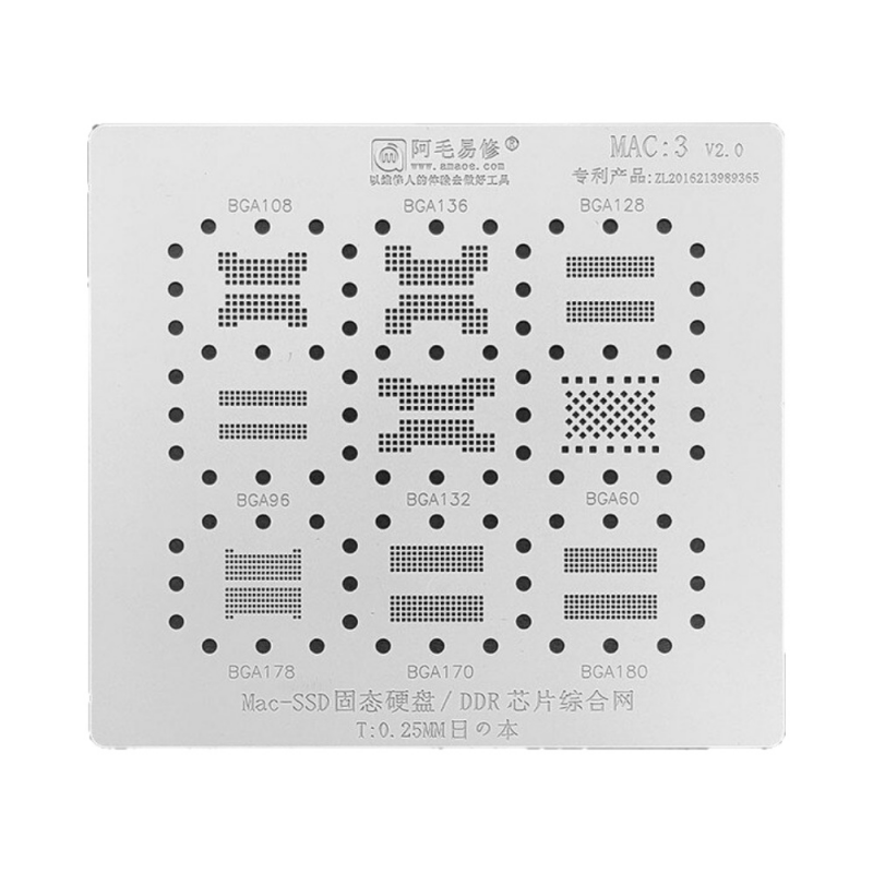 Pochoir Rebillage BGA MacBook AMAOE MAC3 SSD – PhoneFrance