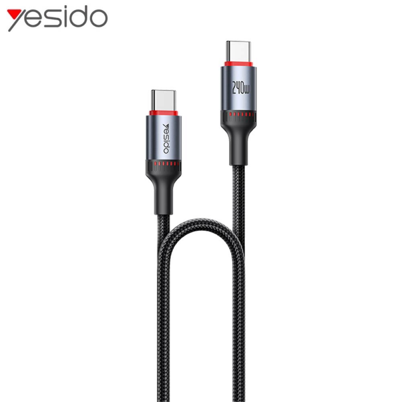 Câble Data USB-C vers USB-C Yesido 240W Noir – PhoneFrance