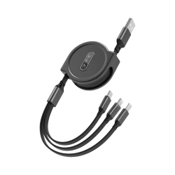 Câble USB-C + MicroUSB + Lightning (1.1m) Noir – PhoneFrance