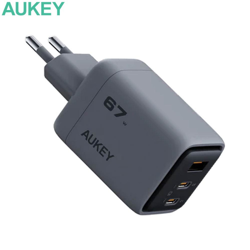 Chargeur AUKEY PA-C3 67W 2x USB-C + 1 USB Gris – PhoneFrance