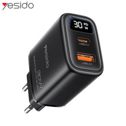 Chargeur Yesido Affichage Digital 30W Noir – PhoneFrance