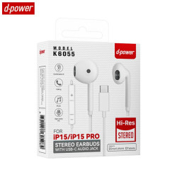 Écouteurs Filaires USB-C d-power K6055 Blanc – PhoneFrance